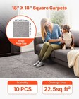 Carpet Tiles 18x18 Inch 10 Pack Self Adhesive Dark Brown