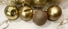 Lot Of 25 Gold Christmas Tree Ornaments Balls Teardrops Glitter Assorted Designs
