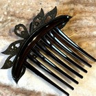 Oversized Topaz Crystal Rhinestone Flower Hair Comb Black Acrylic Base Felt Back
