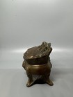 Vtg Art Nouveau Ornate Raised Relief Design Footed Metal Trinket Jewelry Box
