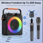 Portable Bluetooth Karaoke System X-1 Black Rgb Dj Lights 2 Wireless Mics