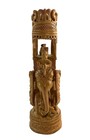 Vintage Hand Carved Wood Elephant With Howdah Riders Indian Style 7    As Is