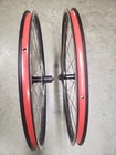 26  Rim Brake Wheelset  Double Wall  Black With Silver Sidewall And Black Hub   