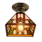 Tiffany Mission Style Ceiling Light Vintage Stained Glass Ceiling Lamp Fixture