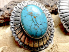 Vintage Spiderweb Turquoise Concho Earrings Southwestern Sterling Navajo