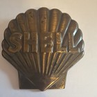 1940s Vintage Shell Oil Co  Gas Station Cast Medal Pump Badge Original Mounting