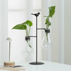 Tj Global Double Glass Light Bulb Vase Planter Holder  Plant Terrarium    