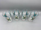 Set 4 Starburst Tumblers Federal Glass Turquoise And 22k Gold Atomic Mcm Barware