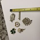 Lot Of 6 Vintage - Modern Costume Brooches 1 Signed Avon - Heart  Flower  Etc