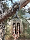 Vintage Double Sheave Wood Sailing Block Bronze Pulley Nautical Rigging Marine