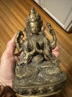 8    Antique Tibet Buddhism Bronze Arms Kwan-yin Guanyin Buddha Statue - Heavy