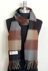 New 100  Cashmere Scarf  wrap Made In England Plaid Black gray brown camel Soft