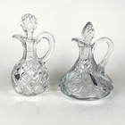 Set Of 2 Vintage Crystal Glass Decanters With Stoppers Ornate Etched Design