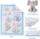 4 Pieces Crib Bedding Set For Baby Boys Girls  Infant Standard Size  Elephant