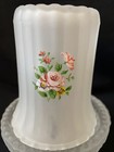 2 Vintage Satin Frosted Glass Hobnail Base Floral Fairy Lamp Light Candle Holder