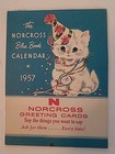 1957 Vtg Norcross Card Stand Up Desk Calendar 12 Month Halloween Santa Christmas