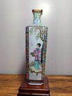 A Chinese Thin Body Famille Rose Square Vase Depicting Four Beauties  8 5  1987