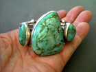 Native American Navajo Carico Lake Gem Turquoise Sterling Silver Bracelet 78g