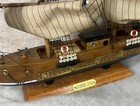 Vintage Wooden Sailboat Ship Model Wood Boat    hurricane     14x 18    Display
