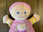 Fisher Price Pink Baby 1st First Doll 10 Inch Blue Eyes Plush Stuffed Rattle Toy