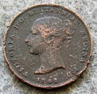 Gibraltar Queen Victoria 1842 1 2 Quart  Castle   Key Small Copper Km  1