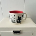 Anthropologie Cat Person Mug Black White Pink Cat Lady Animal Lover Kitty Kitten