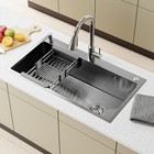 Silver Stainless Steel Kitchen Sink - In Single Bowl Top Mount Sink With Faucet