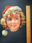 Vintage  Antique Christmas Magazine Page Cutout Child Santa Hat Shirley Temple  