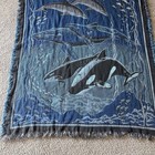 Vtg Goodwin Weavers Orca Dolphin Ocean Throw Blanket Tapestry Cotton Made In Usa