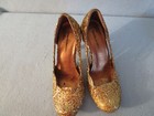 Gold Glitter Shoes Women Size 5 5 Costume Halloween Heels By Delicious