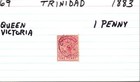 Trinidad Postage Stamp Sc69 Used Queen Victoria 1883 1 Penny Red
