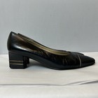 St John Shoes Womens 8 5 Black Vintage Leather Block Heels Pumps 
