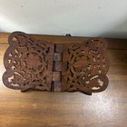Teak Wood Vintage Book Bible Cookbook Display Stand  Hand Carved  Foldable