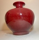 Large Vintage Handmade Sang De Boeuf Chinese Red Oxblood Pottery Ceramic Vase