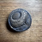 Antique 1930   s Metzke Pewter Pill Box Embossed Daisy Flowers And Hammered Finish