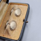 Antique Ornate Etched Oval 14k Gold Cufflinks In Orig Jewelers Box