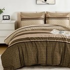  7 Pieces Comforter Set Size Striped Bed In A Bag Comforter And Queen Brown