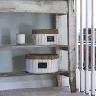 Natural Rim Oval Set Paper Rope And Seagrass  2 Piece  Small Wicker Basket  W   