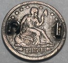 Antique Love Token - Artistic Engraving -  ieb  - 1854 Arrows 25 Cents Host 