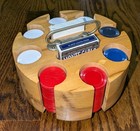 Vintage Poker Chip Carousel Set W Crocodile Print Cover Pla-wood Ohio Usa 200  