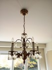 Antique French Bronze Crystal Art Nouveau Chandelier Victorian Rococo