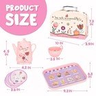 Kids Plastic Tea Party Set Toy With Carrying Case Teapot Cups Saucers Dessert