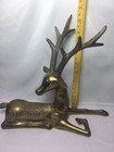 Brass Deer Large Heavy Recumbent Mcm Antique Vtg Decor 21    Tall Detailed India