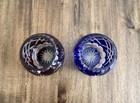 Vintage Bohemian Cut To Clear Glass Bowls Ruby Red Cobalt Blue Set Of 2