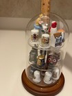 22 Mixed Thimbles With Glass Dome Wood Base - Mixed  Designs