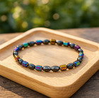 Rainbow Hematite Magnetic Stone Stretch Anklet Healing Women Foot Energy Jewelry
