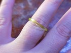 Antique Vaseline Glass Ring 1920s Czech Handmade Lampwork Uranium Glass Size 7 5