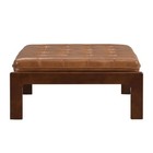 Nova Upholstered Pu Leather Square Ottoman  Tufted  Rubberwood Base  Brown Plus