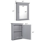 Costway Bathroom Mirror Cabinet Wall Mounted Adjustable Shelf Medicine Gray