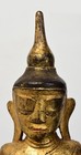 18th Century  Shan  Antique Burmese Wooden Seated Buddha With Gilded Gold